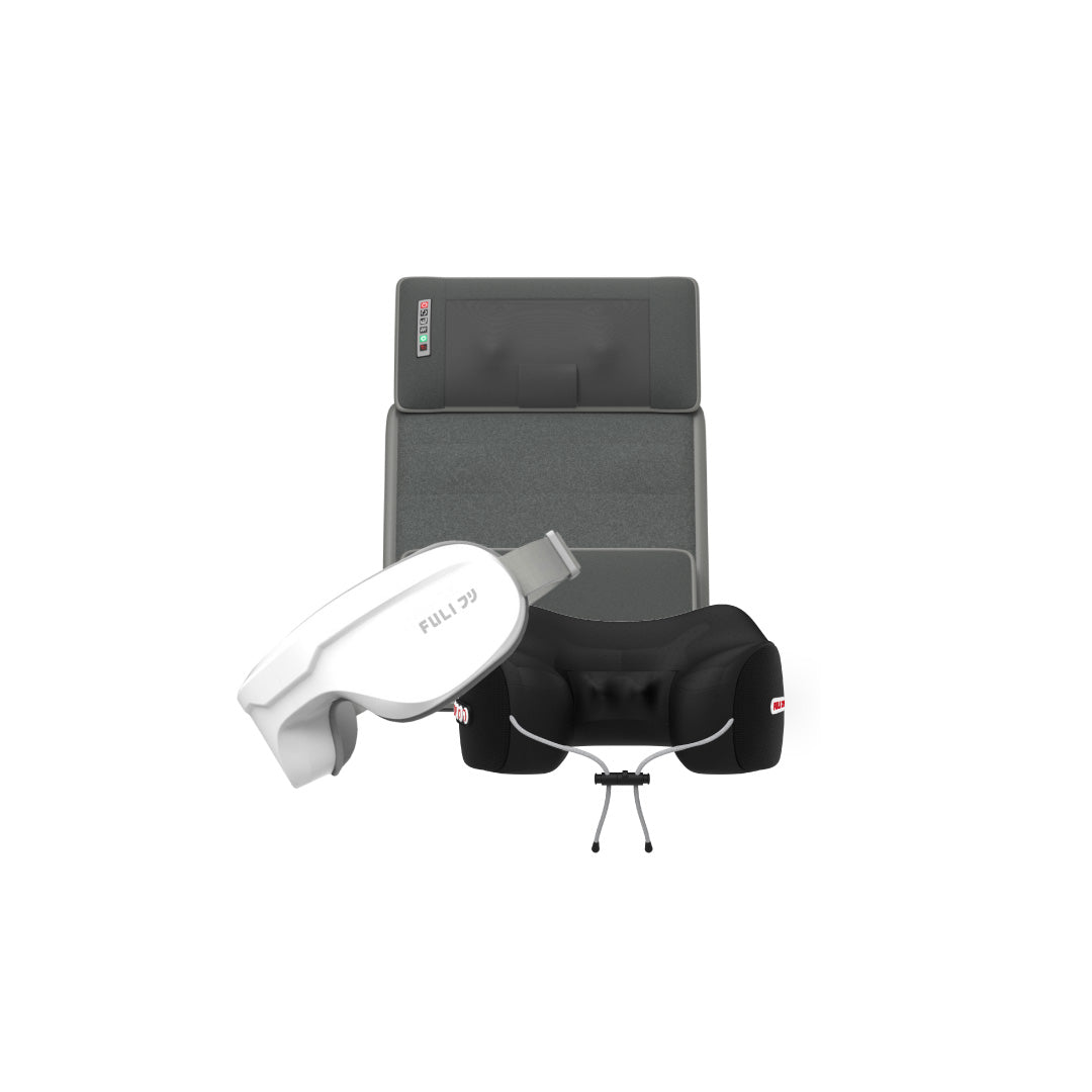 เซตนวดเย็นสบายผ่อนคลายครบจุด FULI Cool Tech Massage Neck Pillow + Ergonomic Smart Massager Mattress + Smart Eye Massager