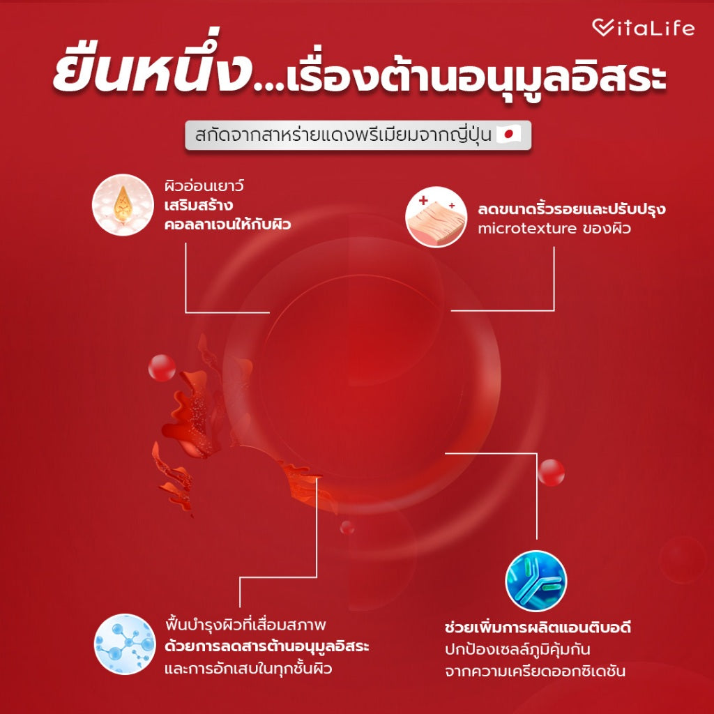 Vitalife Astaxanthin Ultra Complex with CoQ10 | วีต้าไลฟ์ แอสตาแซนธิน พลัส 24 เม็ด