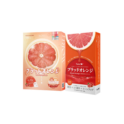 [คู่หูผิวออร่า] Blood Orange Plus Dietary Supplement Product Tokoyo Brand | บลัด ออเรนจ์ พลัส ผลิตภัณฑ์เสริมอาหาร ตรา โทโกโยะ 10 แคปซูล - 1 กล่อง + 7 Mins MORI Blood Orange Mask| โมริ มาส์กส้มสีเลือด 7 นาที - 1 กล่อง