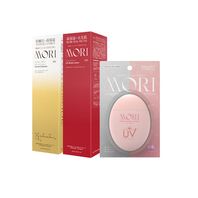 [เซตผิวกลาสสกินตลอดกาล] โมริ เรตินอล อัลตร้า เฟิร์มมิ่ง คลีนเซอร์ 100 g. - 1 ชิ้น + โมริ แอสตาแซนธิน ลิฟท์ มอยส์ โลชั่น 120 ml.  - 1 ชิ้น + โมริ คอลลาเจน วอเตอร์รี่ ซัน มิลค์ SPF 50+ PA++++ - 1 ชิ้น