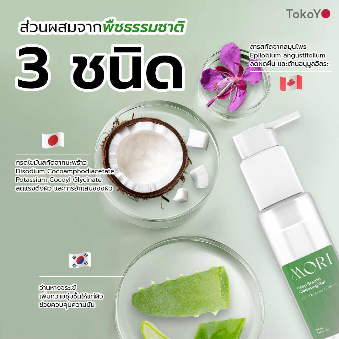 [เซตสะอาดใสไร้กังวล] Vitamin C 1000mg | วิตามินซี 1000 มก. ตรา โทโกโยะ 20 เม็ด - 1 กล่อง + MORI Deep Breath Cleansing Gel | โมริ ดีพ เบรธ คลีนซิ่งเจล - 1 ชิ้น