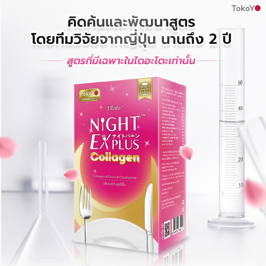 [เซตผิวดีร่างกายดี] Vitamin C 1000mg | วิตามินซี 1000 มก. ตรา โทโกโยะ 20 เม็ด - 1 กล่อง + Dietto Night Ex Plus Collagen | ไดอะโตะ ไนท์ อีเอ็กซ์ พลัส คอลลาเจน 30 แคปซูล - 1 กล่อง