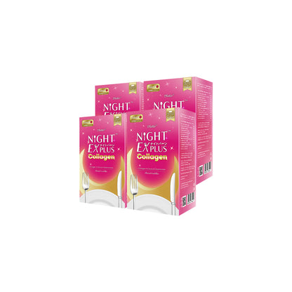 [ซื้อ 2 แถม 2] สูตรใหม่! Dietto Night Ex Plus Collagen | ไดอะโตะ ไนท์ อีเอ็กซ์ พลัส คอลลาเจน  (ตรา โทโกโยะ) 30 แคปซูล | ダイエット ナイトEXプラス コラーゲン 30錠入り - 4 กล่อง รวม 120 แคปซูล แถมฟรี วีต้าไลฟ์ แอสตาแซนธิน พลัส 8 แคปซูล