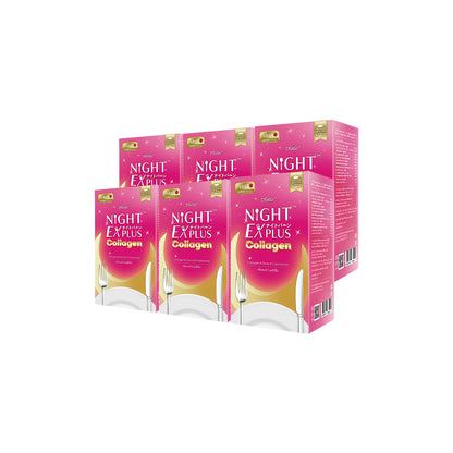 [ซื้อ 3 แถม 3]  สูตรใหม่! Dietto Night Ex Plus Collagen | ไดอะโตะ ไนท์ อีเอ็กซ์ พลัส คอลลาเจน  (ตรา โทโกโยะ) 30 แคปซูล | ダイエット ナイトEXプラス コラーゲン 30錠入り - 6 กล่อง รวม 180 แคปซูล แถมฟรี วิตามินดริปผิว บลัดออเร้นจ์ พลัส 30 แคปซูล