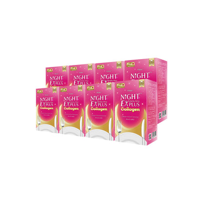 [ซื้อ 4 แถม 4]  สูตรใหม่! Dietto Night Ex Plus Collagen | ไดอะโตะ ไนท์ อีเอ็กซ์ พลัส คอลลาเจน  (ตรา โทโกโยะ) 30 แคปซูล | ダイエット ナイトEXプラス コラーゲン 30錠入り - 8 กล่อง รวม 240 แคปซูล แถมฟรี โมริ คลีนซิ่งเจล ขนาด 100ml