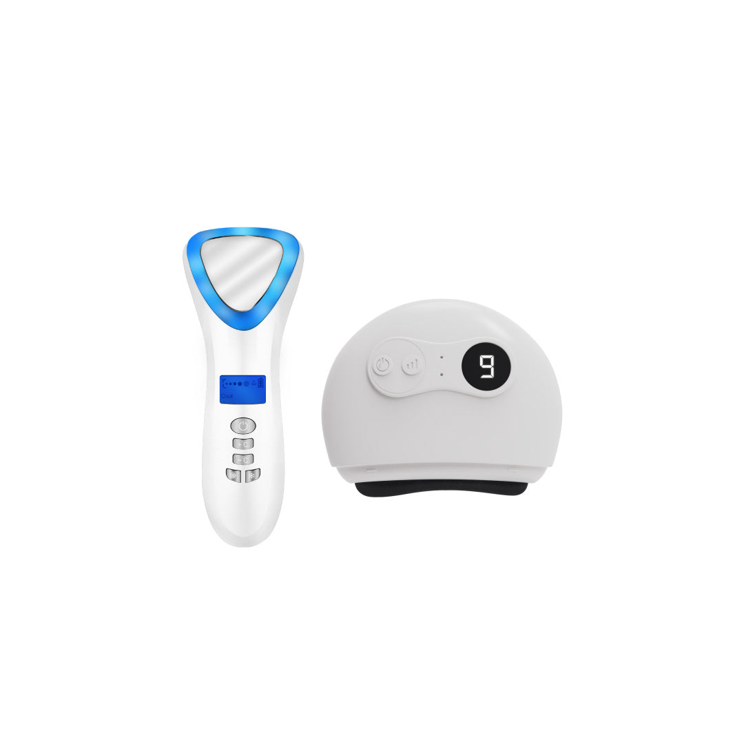 เซตสปายกกระชับหน้า | FULI Smart Hot and Cold Ultrasonic Facial Treatment Device + Natural Stone Electric Gua Sha