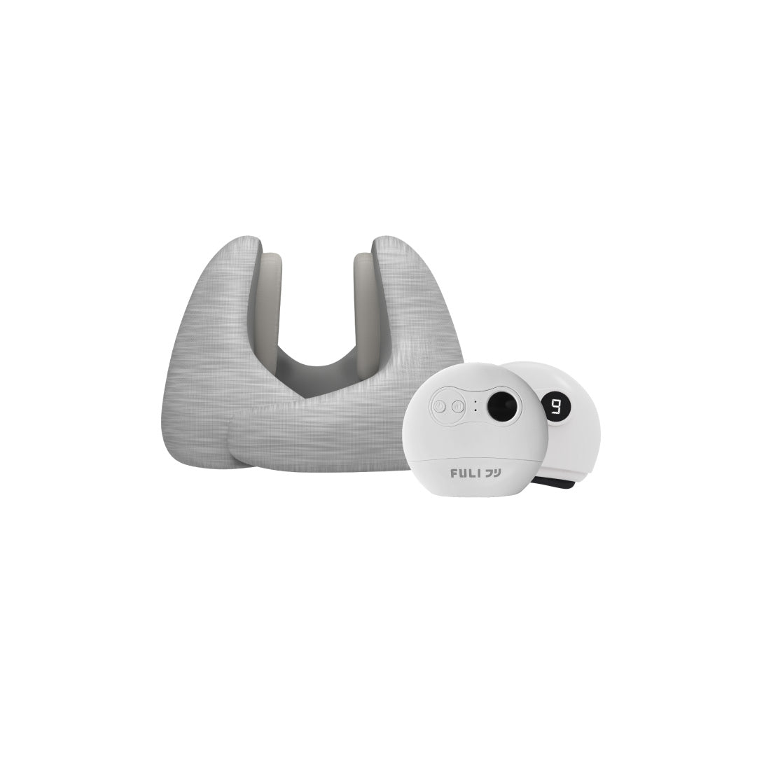 เซตเงียบสนิทหน้าเรียว | FULI Noise Cancelling Ergo Neck Pillow + FULI Natural Stone Electric Gua Sha