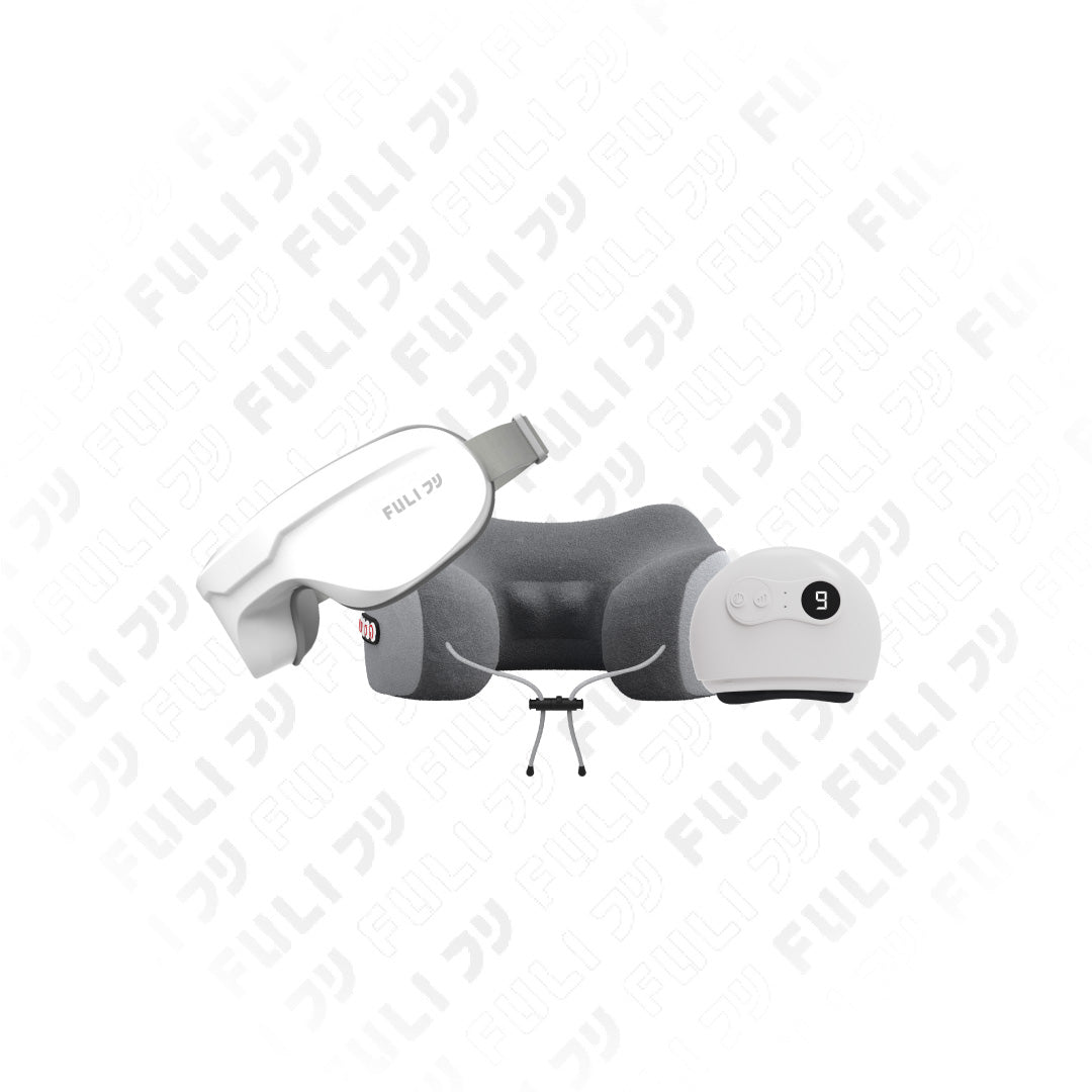 เซตนวดสายบิวตี้ FULI Natural Stone Electric Gua Sha + Ergo Massage Neck Pillow + Smart Eye Massager