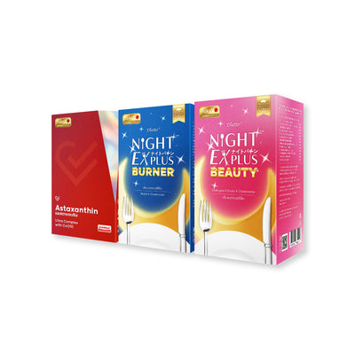 [เซตหุ่นสวย ผิวใส ต้านแก่] Vitalife Astaxanthin Ultra Complex with CoQ10 | วีต้าไลฟ์ แอสตาแซนธิน พลัส [24 แคปซูล] + Tokoyo Night Ex Plus [Burner] [30 แคปซูล] + Tokoyo Night Ex Plus [Beauty] [30 แคปซูล]